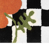 Checkered Doormat Anti Skid Black White Grid Cute Door Mat for Bathrooms Kitchens Living Rooms Orange Flower 50x80 - Low Angle
