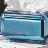 Tissue Storage Box Electroplated Magnetic Retro Built in Spring Facial Tissue Dispenser Box for Home Blue - 45-Degree Angle