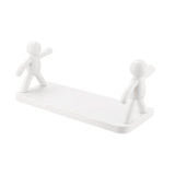 Wall Mounted Shelf Hole Free Installation Small Doll Shape Large Capacity Plastic Stable Load Bearing Storage Rack Grey - Front View