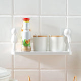 Wall Mounted Shelf Hole Free Installation Small Doll Shape Large Capacity Plastic Stable Load Bearing Storage Rack Grey