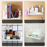 Wall Mounted Shelf Hole Free Installation Small Doll Shape Large Capacity Plastic Stable Load Bearing Storage Rack Grey - Rear View