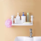 Wall Mounted Shelf Hole Free Installation Small Doll Shape Large Capacity Plastic Stable Load Bearing Storage Rack Grey - Close-Up Angle