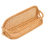 Rattan Wall Shelf Hand Crafted Durable Natural Rattan Hanging Rack Wall Storage Shelf for Bathroom Kitchen Living Room - Front View