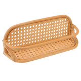 Rattan Wall Shelf Hand Crafted Durable Natural Rattan Hanging Rack Wall Storage Shelf for Bathroom Kitchen Living Room - Side View
