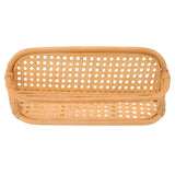 Rattan Wall Shelf Hand Crafted Durable Natural Rattan Hanging Rack Wall Storage Shelf for Bathroom Kitchen Living Room - Rear View