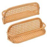 Rattan Wall Shelf Hand Crafted Durable Natural Rattan Hanging Rack Wall Storage Shelf for Bathroom Kitchen Living Room