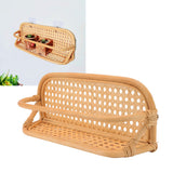 Rattan Wall Shelf Hand Crafted Durable Natural Rattan Hanging Rack Wall Storage Shelf for Bathroom Kitchen Living Room