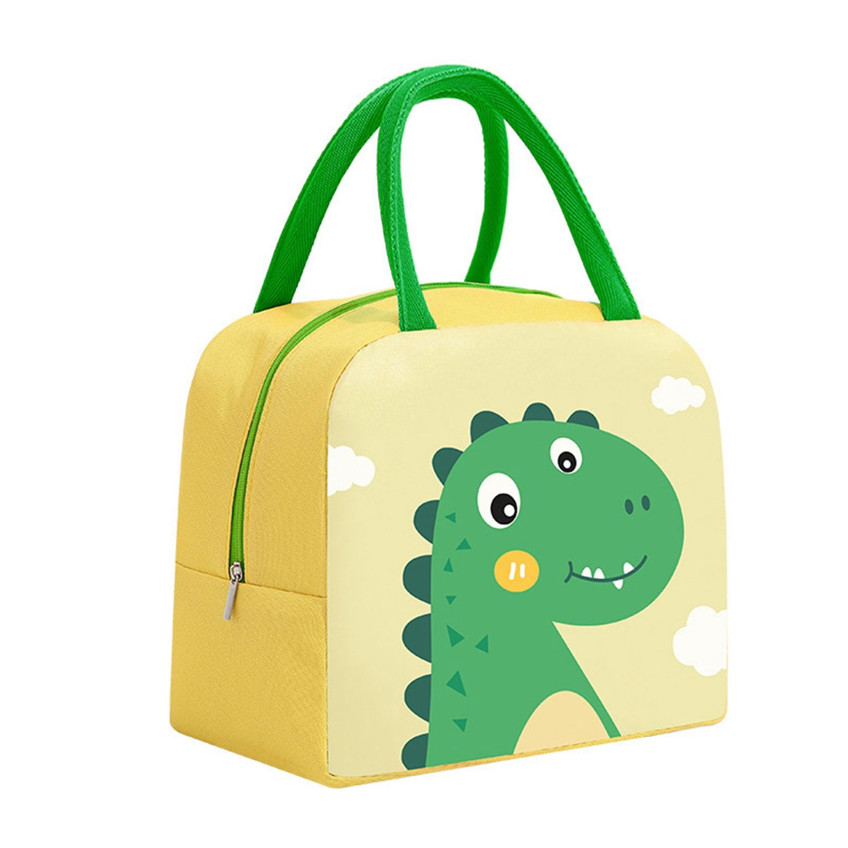 Thermal Bag Cartoon Large Capacity Heat Preservation Cute Lunch Bag for Children Green Dinosaur