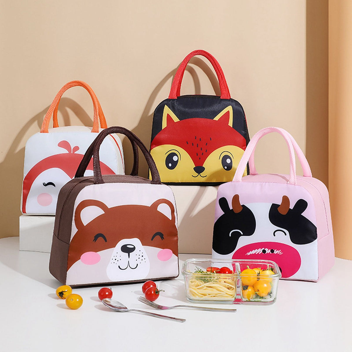 Thermal Bag Cartoon Large Capacity Heat Preservation Cute Lunch Bag for Children Brown Bear