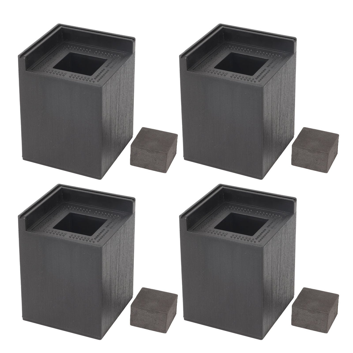 4PCS Sofa Risers Square 4in Porose Bed Lifts Furniture Risers for Fixing Small Pointy Feet Black