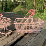 Table Storage Basket Iron Sturdy Stable Healthy Oil Paint Beautiful Portable Storage Basket for Bedroom 18x13 5x9cm