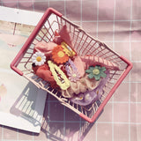 Table Storage Basket Iron Sturdy Stable Healthy Oil Paint Beautiful Portable Storage Basket for Bedroom 18x13 5x9cm