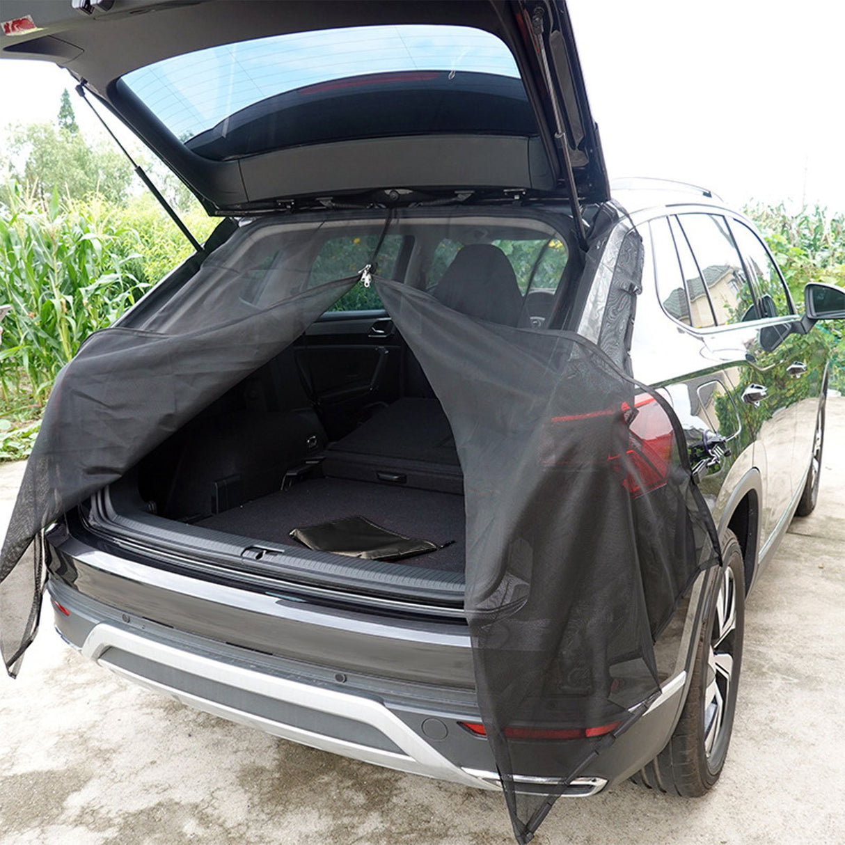 Car Trunk Mosquito Net Breathable Nylon Mesh UV Protection Secret Protection Car Trunk Screens for Camping Travel S, Distance Between Support Bars 110‑115cm/43.3‑45.3in