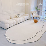 Carpet Simple Thickened Densified Odorless Machine Washable Area Rug for Living Room Irregular Shape Milky White 60x120cm/23.6x47.2in - Side View