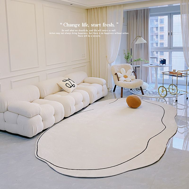 Carpet Simple Thickened Densified Odorless Machine Washable Area Rug for Living Room Irregular Shape Milky White 80x120cm/31.5x47.2in