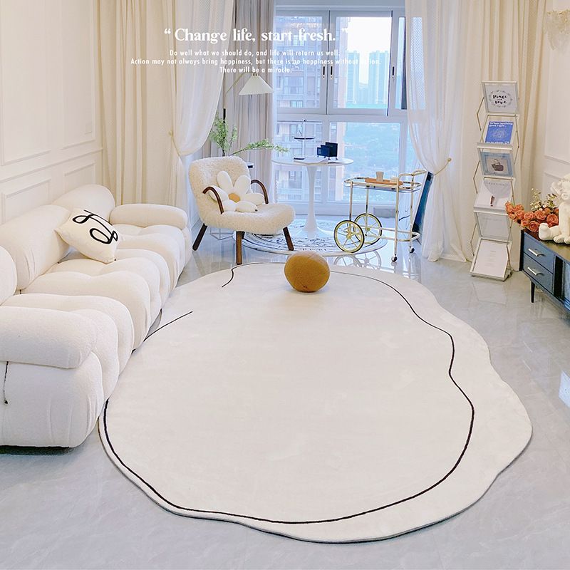 Carpet Simple Thickened Densified Odorless Machine Washable Area Rug for Living Room Irregular Shape Milky White 80x120cm/31.5x47.2in