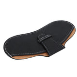 Leather Sunglasses Case Portable PU Leather Eyeglass Case Leather Wear Resistant Simple Eyeglass Case for Sunglasses Black - Side View
