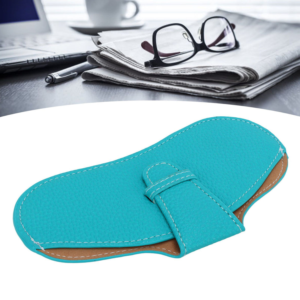 Leather Sunglasses Case Portable PU Leather Eyeglass Case Leather Wear Resistant Simple Eyeglass Case for Sunglasses Blue