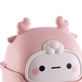 Desktop Trash Can Plastic Mini Lovely Living Room Dining Table Wastebasket with Lid for Home Pink Little Elk - Front View