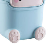 Desktop Trash Can Plastic Mini Lovely Living Room Dining Table Wastebasket with Lid for Home Light Blue Little Elk