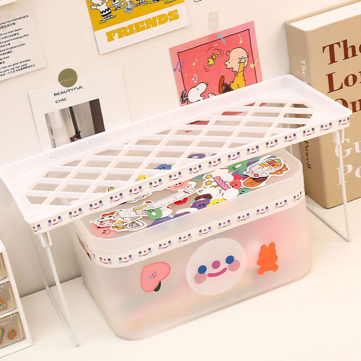 Desktop Foldable Shelf Space Saving Home Desk Storage Layered Rack for Dormitory Office School Small 34x14x16cm / 13.4x5.5x6.3in