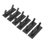 6Pcs Adhesive Hook Stainless Steel Dual Prong Wall Mounted Black for Towel Clothes - 45-Degree Angle