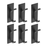 6Pcs Adhesive Hook Stainless Steel Dual Prong Wall Mounted Black for Towel Clothes