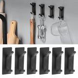 6Pcs Adhesive Hook Stainless Steel Dual Prong Wall Mounted Black for Towel Clothes