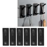 6Pcs Adhesive Hook Stainless Steel Dual Prong Wall Mounted Black for Towel Clothes