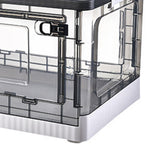 Storage Box Side Doors Clear Large Capacity Container with Wheel for Home Office Tea White 3 Door 27L - Side View