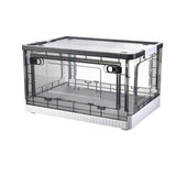 Storage Box Side Doors Clear Large Capacity Container with Wheel for Home Office Tea White 3 Door 55L
