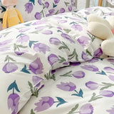 Home Bed Set 4pcs Thickened Brushed Simple Style Breathable Skin Friendly Cotton Bedding Comforter Sets - Front View