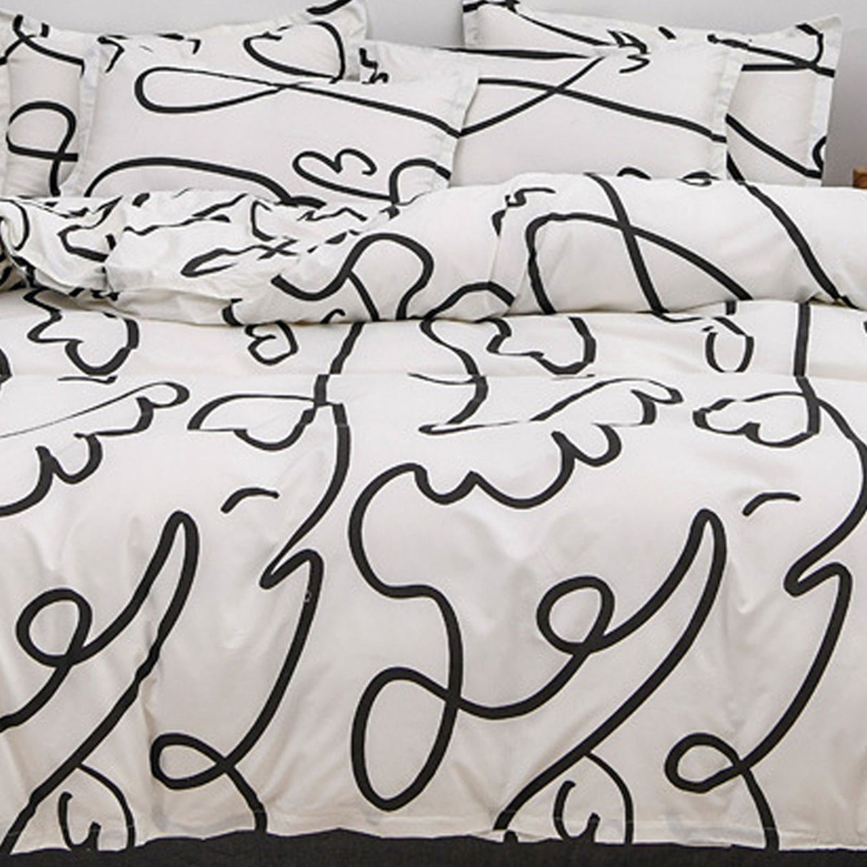 Home Bed Set 3pcs Thickened Brushed Simple Style Breathable Skin Friendly Cotton Bedding Comforter Sets Impressionism 1.2m (4ft) Bed