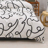 Home Bed Set 3pcs Thickened Brushed Simple Style Breathable Skin Friendly Cotton Bedding Comforter Sets Impressionism 1.2m (4ft) Bed