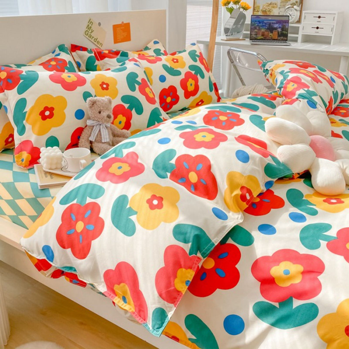 Home Bed Set 4pcs Thickened Brushed Simple Style Breathable Skin Friendly Cotton Bedding Comforter Sets