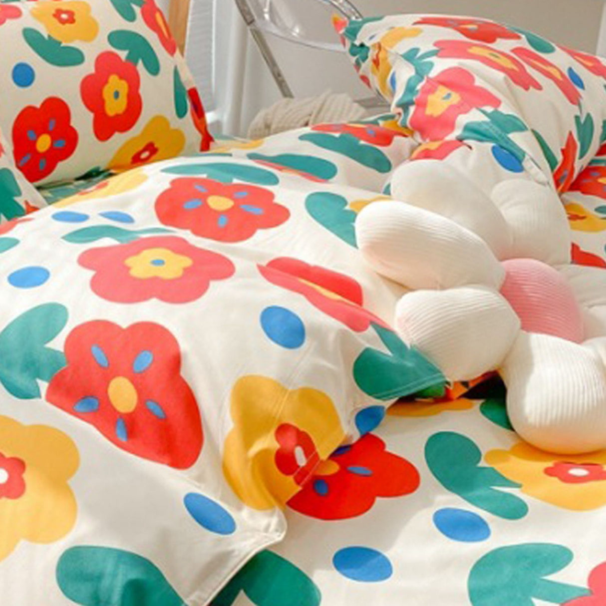 Home Bed Set 4pcs Thickened Brushed Simple Style Breathable Skin Friendly Cotton Bedding Comforter Sets