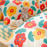 Home Bed Set 4pcs Thickened Brushed Simple Style Breathable Skin Friendly Cotton Bedding Comforter Sets