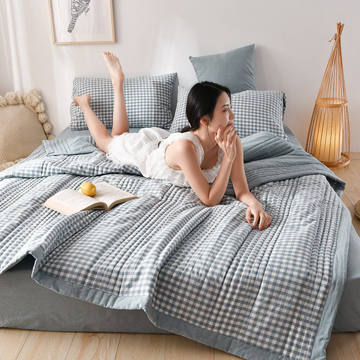 Air Conditioner Quilt Washable Cotton Lightweight Quilt Summer Comforter for Children Adult Type 2 150x200cm