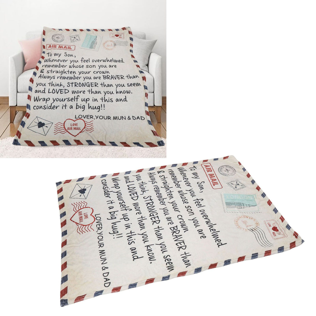to My Son Blanket Double Sided Soft Skin Friendly Keep Warm Letter Blanket Expressing Love Air Conditioning Blanket C20220119 1 150x200cm