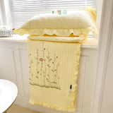 Cotton Quilt Pure Color Home Fashion Elegant Tencel Embroidery Pattern Cotton Summer Cooling Quilt Yellow 200x230
