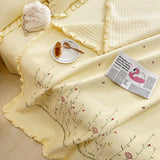 Cotton Quilt Pure Color Home Fashion Elegant Tencel Embroidery Pattern Cotton Summer Cooling Quilt Yellow 200x230