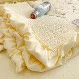 Cotton Quilt Pure Color Home Fashion Elegant Tencel Embroidery Pattern Cotton Summer Cooling Quilt Yellow 200x230
