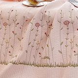 Cotton Quilt Pure Color Home Fashion Elegant Tencel Embroidery Pattern Cotton Summer Cooling Quilt Pink 1 X Sheet 245x250cm - 45-Degree Angle
