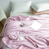 Cooling Blanket Milk Fleece Lattice Jacquard Blanket Summer Cold Single Nap Blanket for Sofa Bed Office Bean Paste Color 150x200cm
