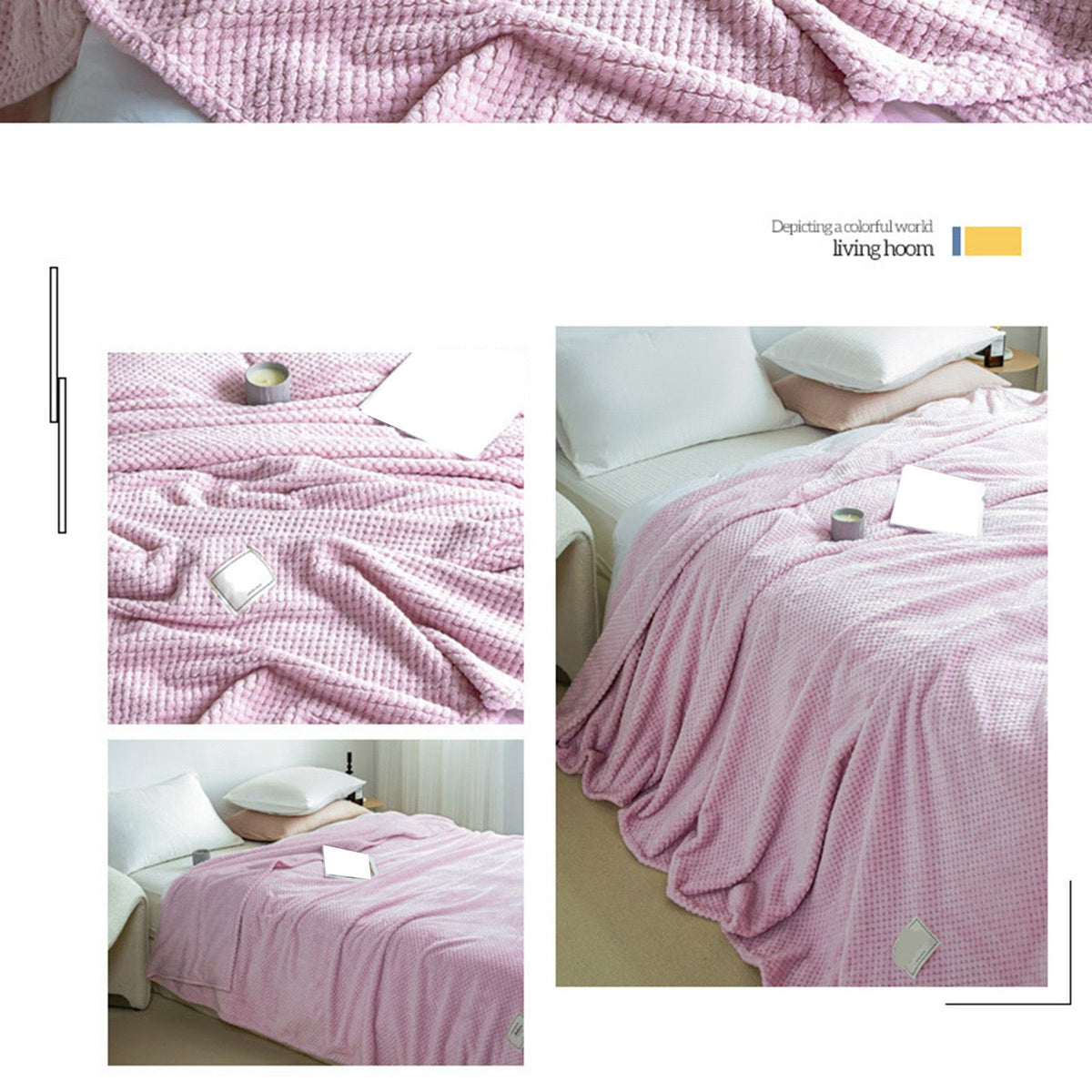 Cooling Blanket Milk Fleece Lattice Jacquard Blanket Summer Cold Single Nap Blanket for Sofa Bed Office Bean Paste Color 150x200cm