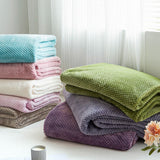 Cooling Blanket Milk Fleece Lattice Jacquard Blanket Summer Cold Single Nap Blanket for Sofa Bed Office Green 100x120cm - 45-Degree Angle