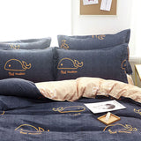Skin Friendly Quilt Cover Thickened Polyester Soft Brushed Duvet Cover Quilt Bedding for Dormitory Bedroom Whale 150x200cm - Side View