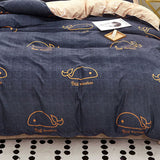 Skin Friendly Quilt Cover Thickened Polyester Soft Brushed Duvet Cover Quilt Bedding for Dormitory Bedroom Whale 180x220cm