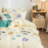 Skin Friendly Quilt Cover Thickened Polyester Soft Brushed Duvet Cover Quilt Bedding for Dormitory Bedroom Animal 180x220cm