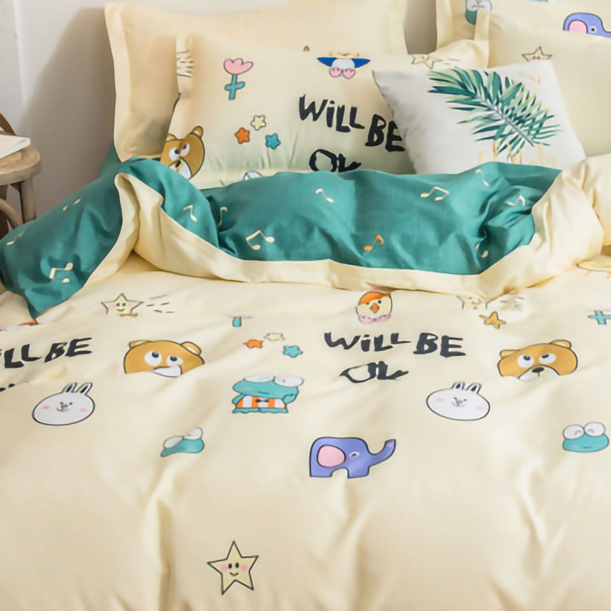 Skin Friendly Quilt Cover Thickened Polyester Soft Brushed Duvet Cover Quilt Bedding for Dormitory Bedroom Animal 180x220cm